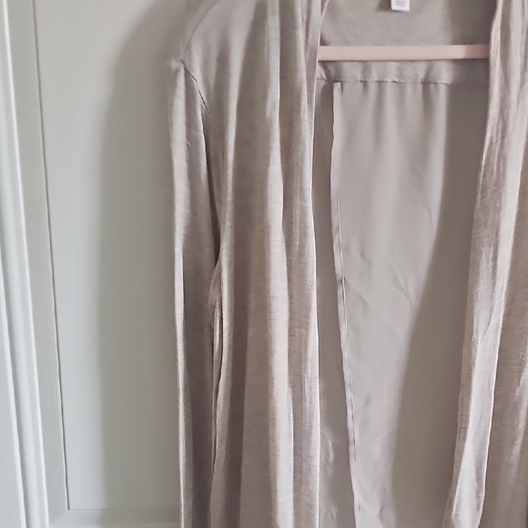 Ambiance Open-Front Draped Cardigan in Light Taupe - Picture 7 of 9